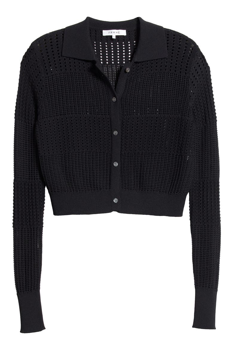 Open Stitch Shrunken Cardigan, Alternate, color, BLACK