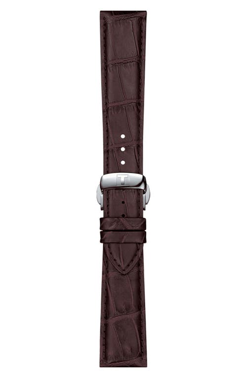 Tissot 21mm Croc Embossed Leather Watch Strap in Brown at Nordstrom