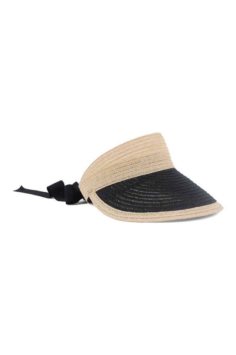 Ricky Packable Natural & Black Woven Straw Visor, Alternate, color, NATURAL/ BLACK