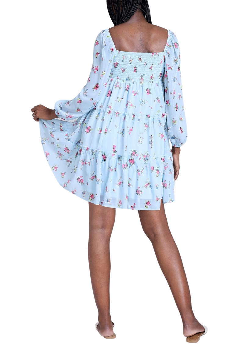 Long Sleeve Front Tie Tiered Maternity Mini Dress, Alternate, color, Skyway Ditsy Floral