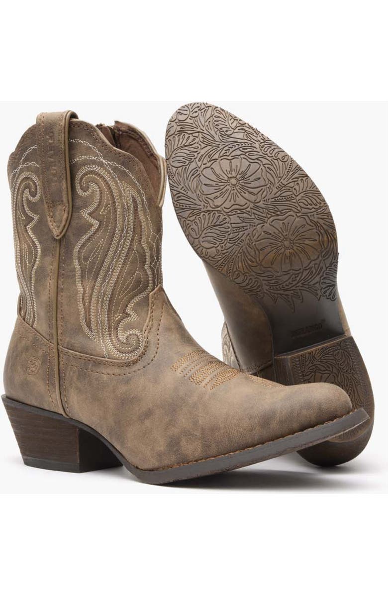 DURANGO Women's Distressed Shortie Western Boot, Alternate, color, Driftwood