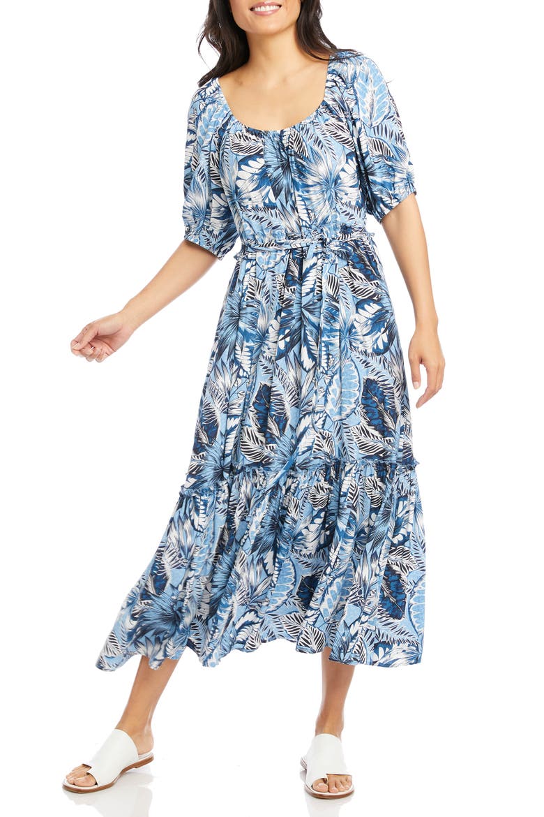 Puff Sleeve Midi Dress, Alternate, color, PRINT