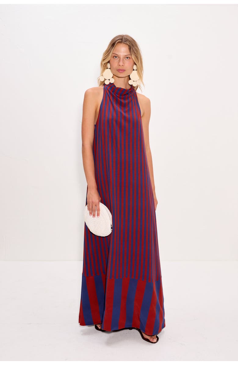 SIMONMILLER Mona Crepe Dress, Alternate, color, Navy/Henna