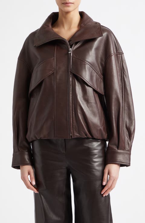 Roland Sculpted Leather Bomber Jacket