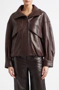 NOUR HAMMOUR Roland Sculpted Leather Bomber Jacket