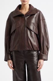 NOUR HAMMOUR Roland Sculpted Leather Bomber Jacket