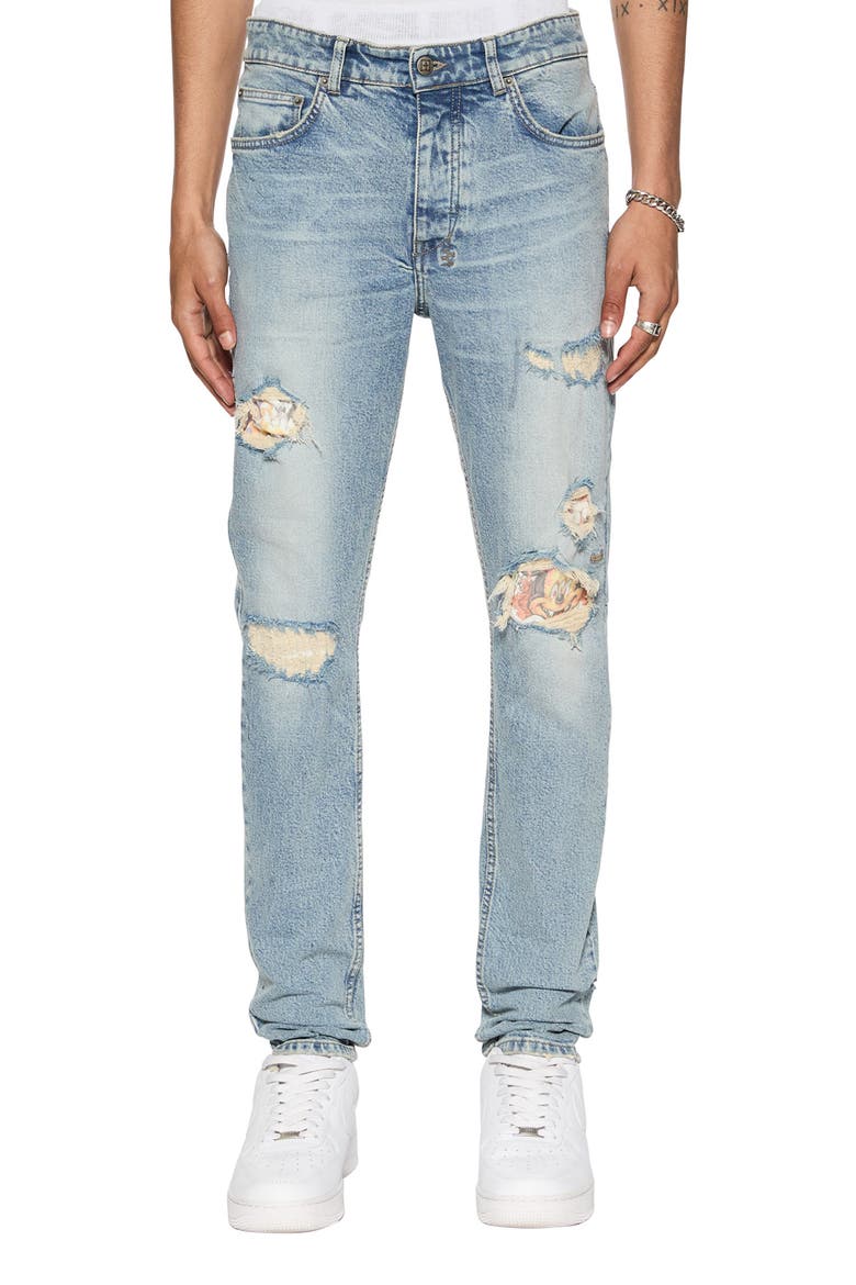 Chitch Champange Destroy Skinny Jeans, Main, color, DENIM
