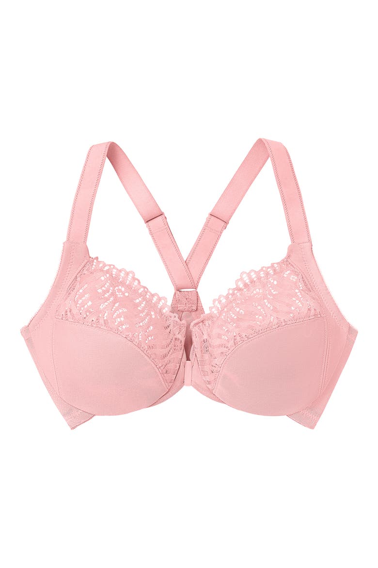 WonderWire® Front Close T-Back Underwire Bra, Alternate, color, PINK