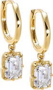 BY ADINA EDEN Moissanite Emerald Bezel Dangling Huggie Earring