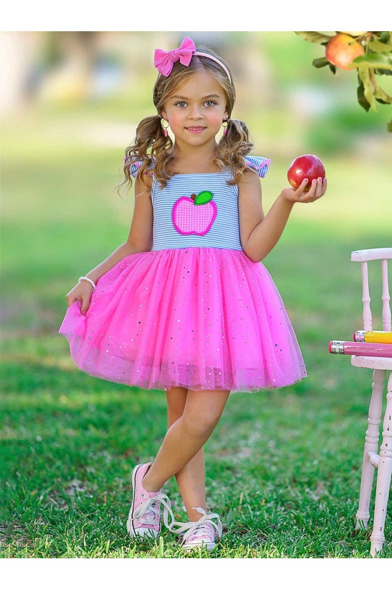 Sweetest Student Pink Apple Shimmer Tutu Dress, Alternate, color, Pink