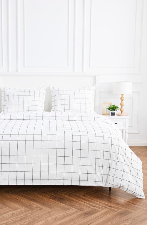 Melange Home Percale Cotton Grid Duvet Set