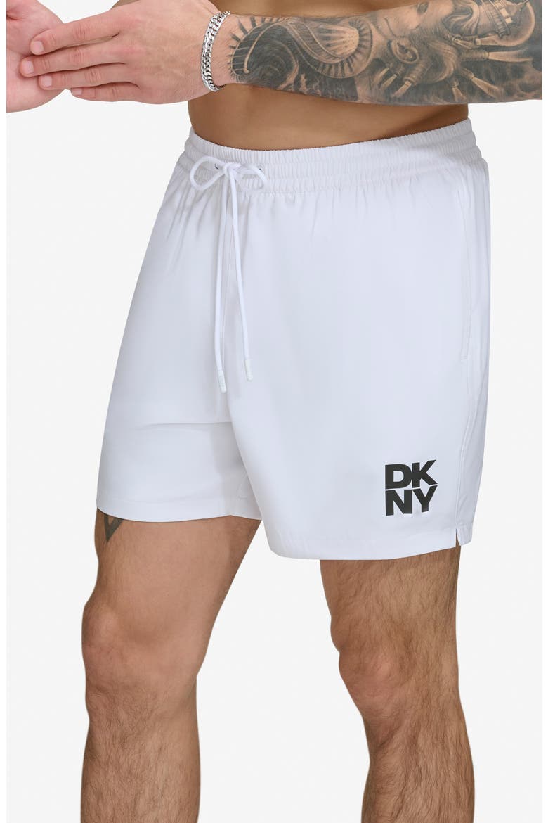 Modern Paisley Swim Trunks, Alternate, color, WHITE