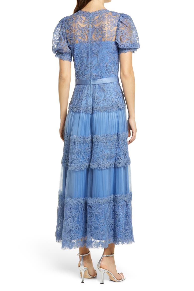 Embroidered Lace Tiered Midi Dress, Alternate, color, POWDER BLUE