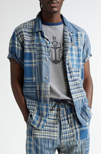 Double RL Indigo Patchwork Camp Shirt | Nordstrom