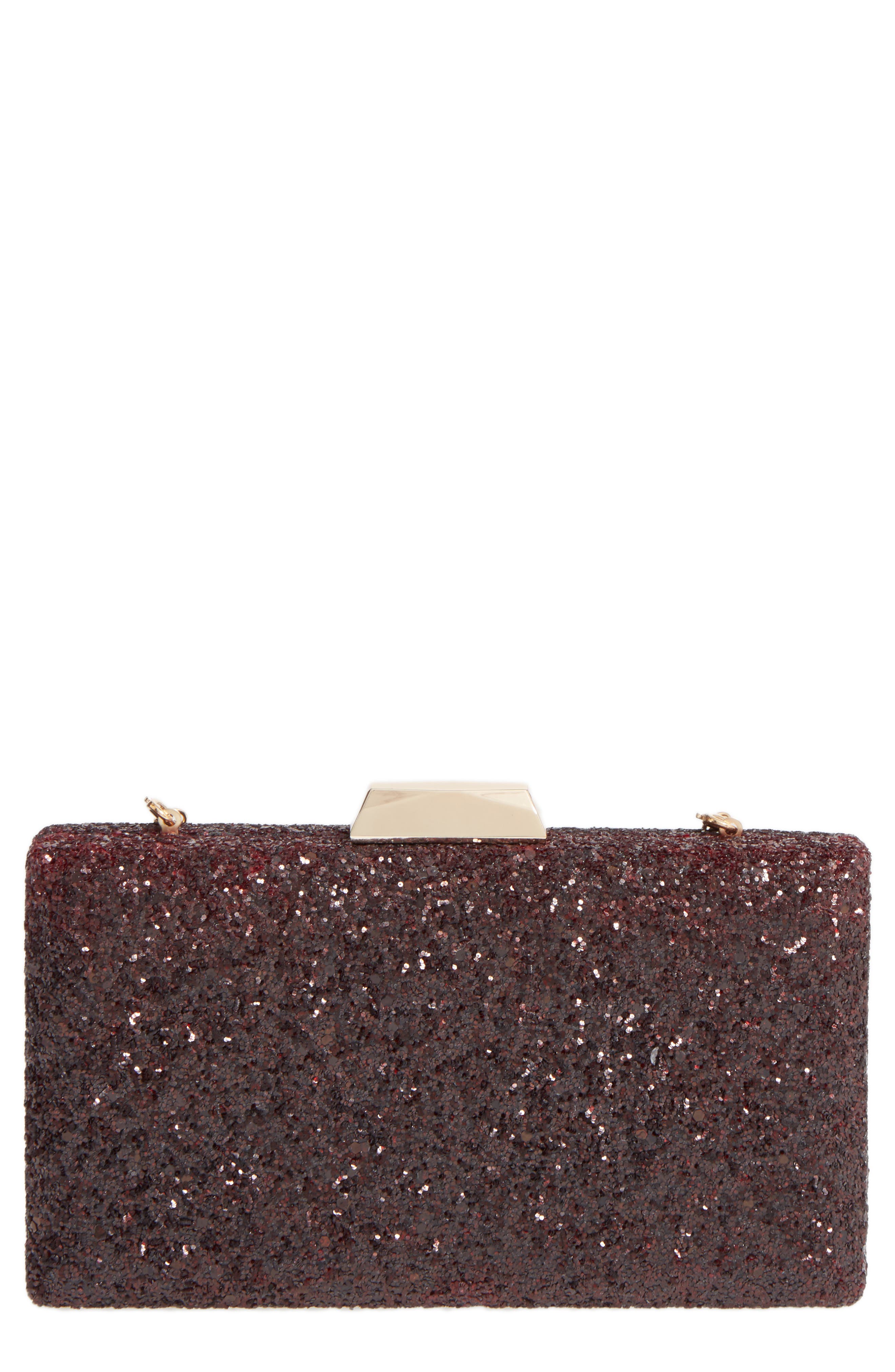 Glitter Minaudière, Main, color, OXBLOOD