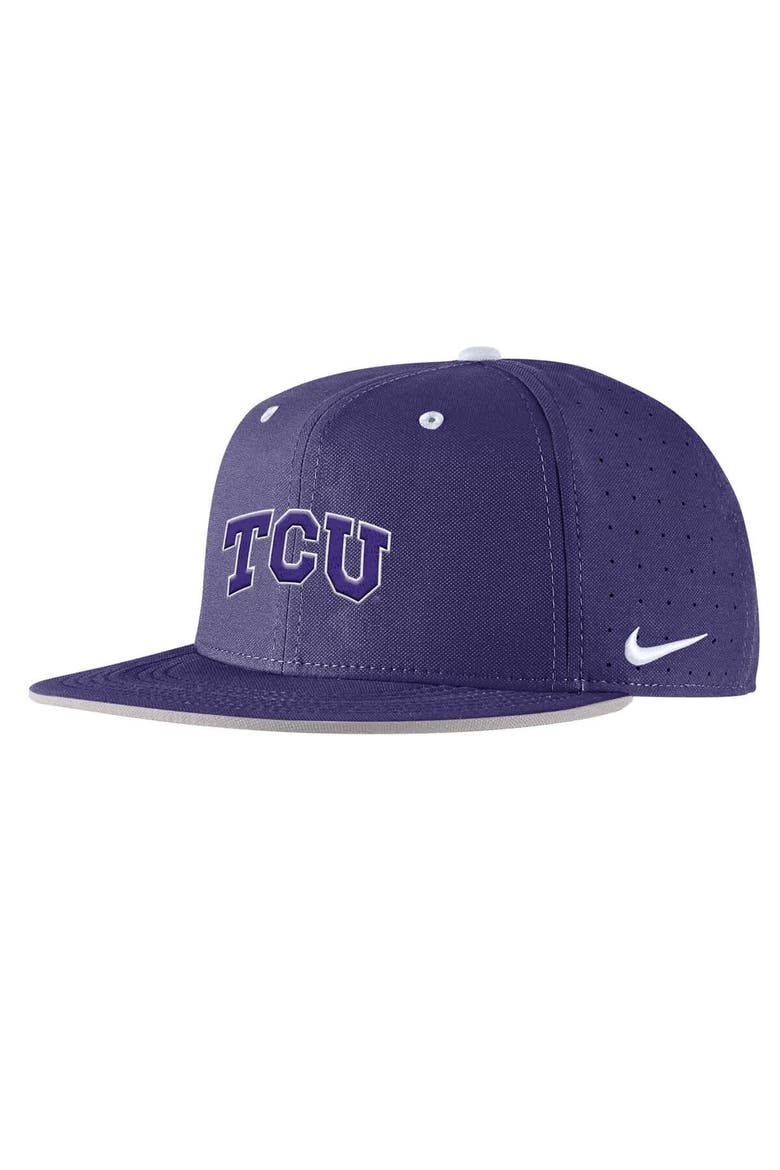 Men's Nike Purple TCU Horned Frogs 2025 On-Field True Performance Baseball Fitted Hat, Main, color, Purple