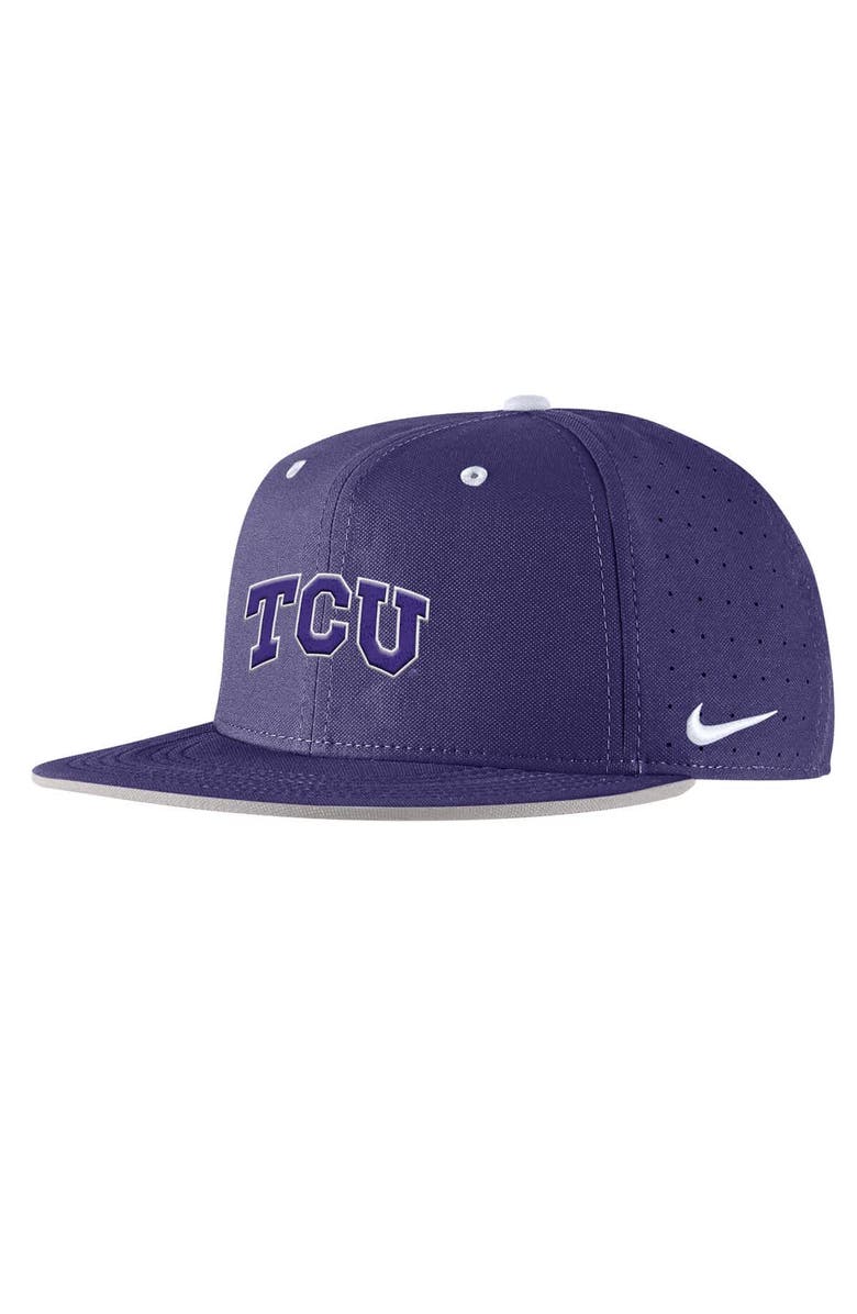 Nike Men's Nike Purple TCU Horned Frogs 2025 On-Field True Performance Baseball Fitted Hat, Main, color, Purple