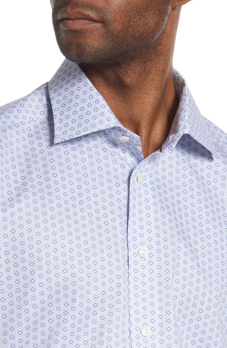 Eton Contemporary Fit Geometric Print Dress Shirt, Alternate, color, Light Pastel Blue