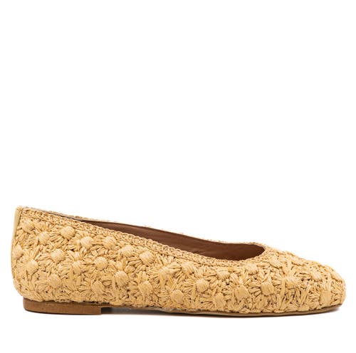 Andrea Gomez Dalia Flower Raffia Ballerina In Gold