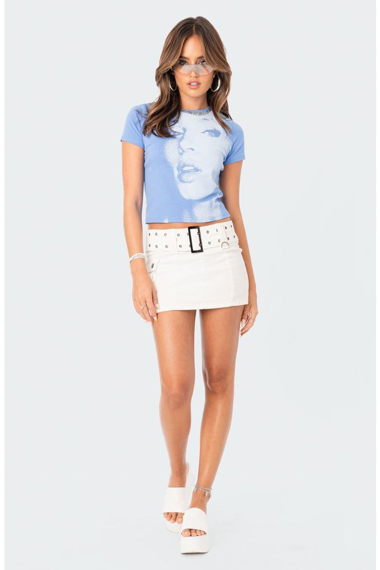 Pixel Face Crop Graphic Tee, Alternate, color, BLUE