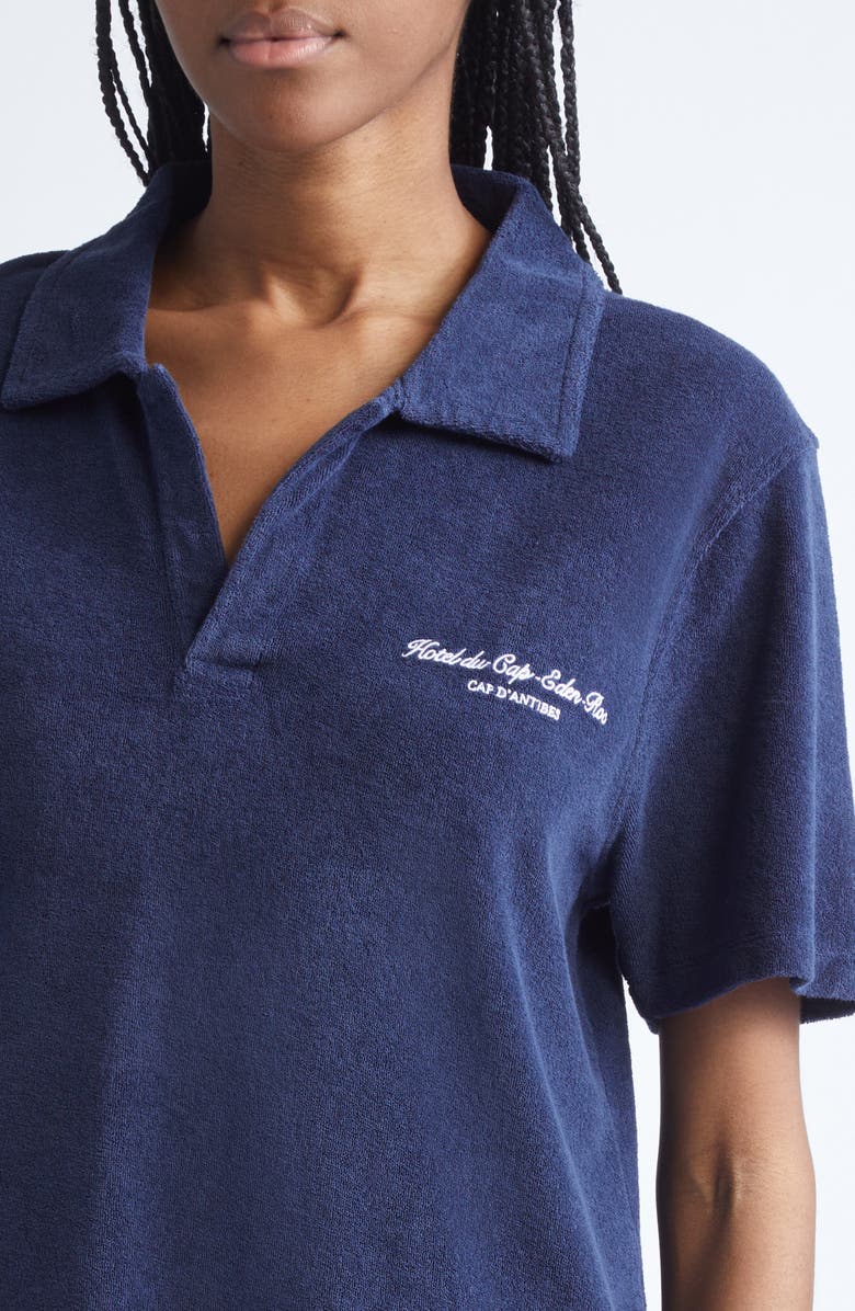 Sporty & Rich Eden Script Terry Polo, Alternate, color, Dark Navy