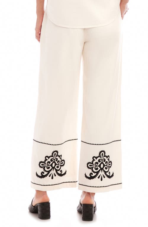 Karen Kane Embroidered Drawstring Ankle Pants In Cream In Cream