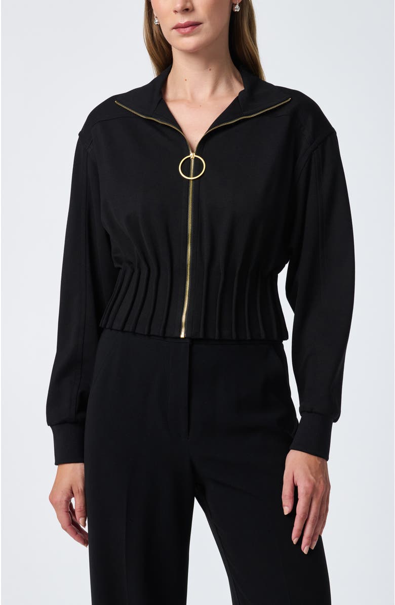 Trina Turk Outrun Cinched Waist Ponte Jacket, Main, color, Black