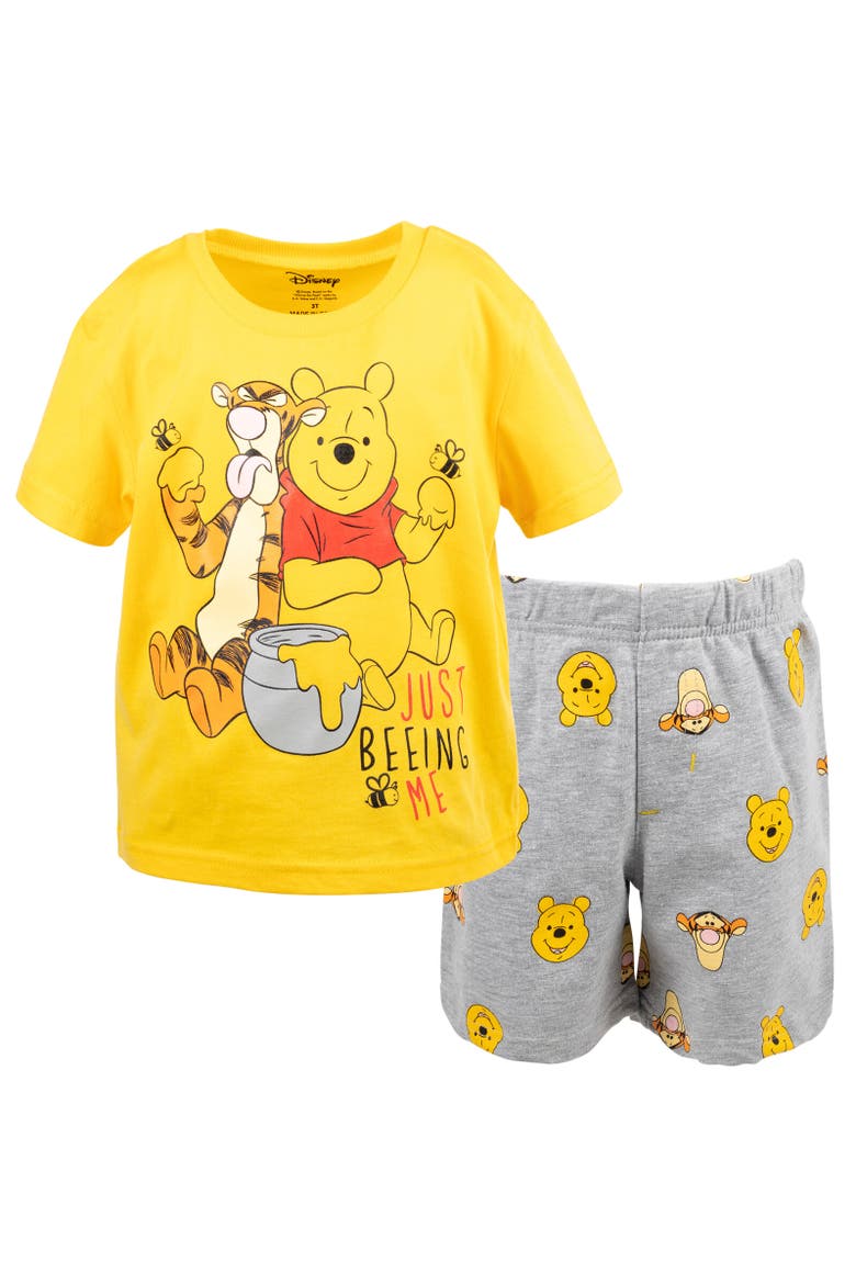 Winnie the Pooh T-Shirt & French Terry Shorts Set, Alternate, color, Yellow