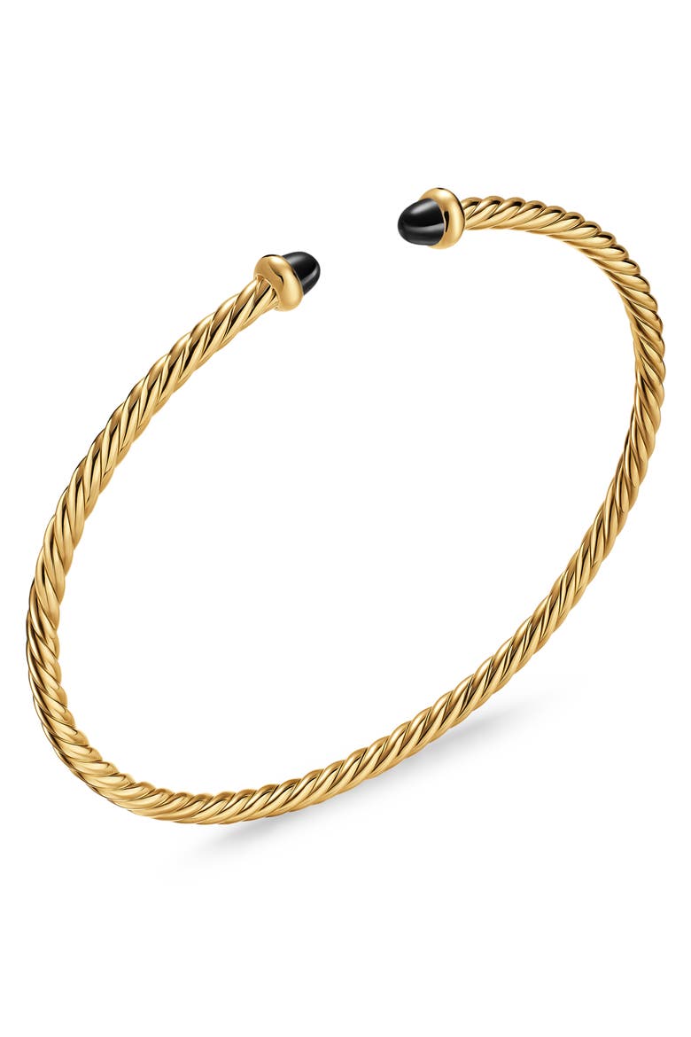 Micro Cablespira Flex Bracelet in 18K Yellow Gold with Black Onyx, 2.6mm, Alternate, color, GOLD