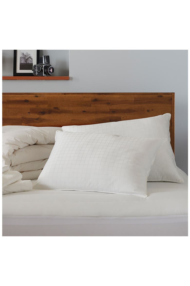 100% Cotton Dobby-Box Shell Firm Back/Side Sleeper Down Alternative Pillow, Set of 2, Alternate, color, WHITE
