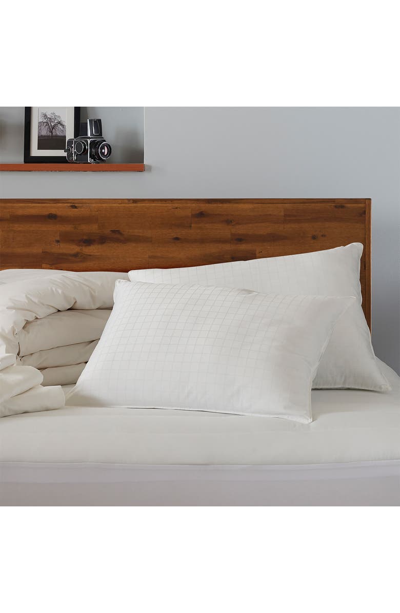 ELLA JAYNE HOME 100% Cotton Dobby-Box Shell Firm Back/Side Sleeper Down Alternative Pillow, Set of 2, Alternate, color, White