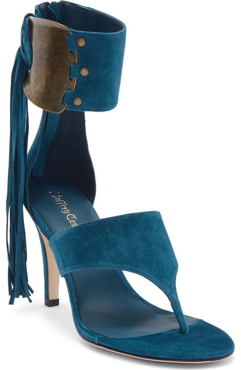 Jeffrey Campbell I Dare U Ankle Cuff Sandal, Main, color, Dusty Turquoise Suede
