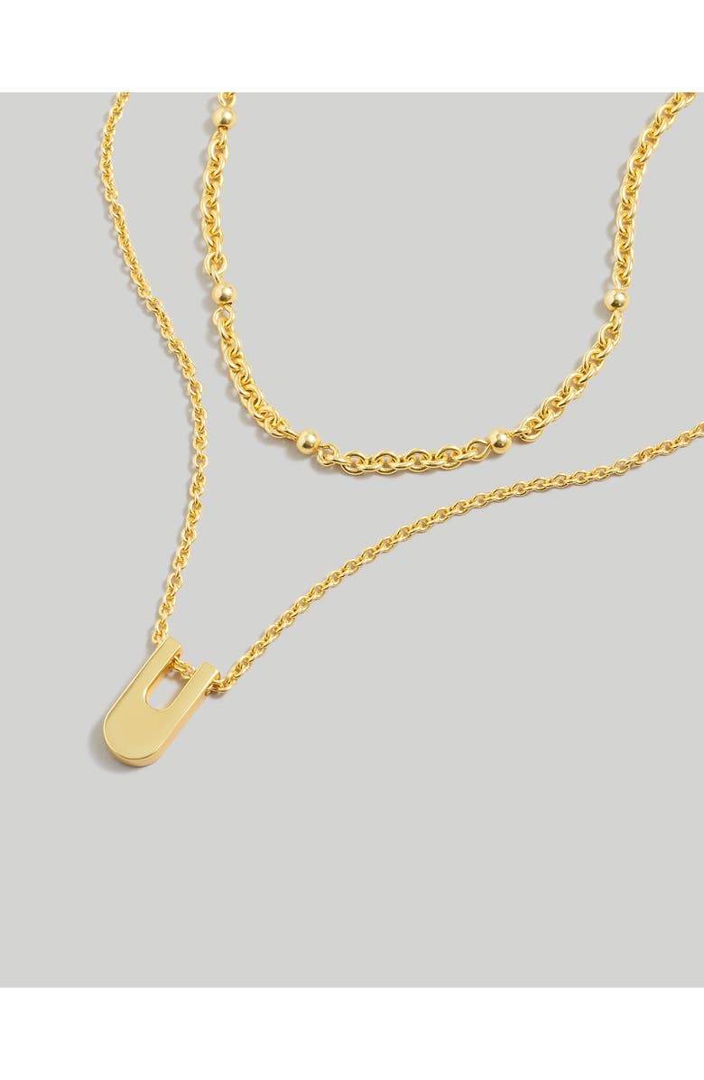 Madewell Cutout Geometric Pendant Necklace, Alternate, color, Vintage Gold