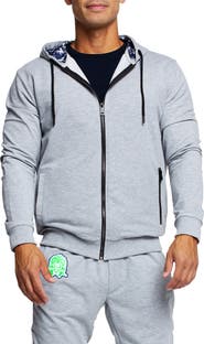 Maceoo Tie Dye Detail Zip Front Stretch Cotton Fleece Hoodie