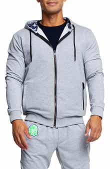 Maceoo Tie Dye Detail Zip Front Stretch Cotton Fleece Hoodie