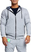 Maceoo Tie Dye Detail Zip Front Stretch Cotton Fleece Hoodie