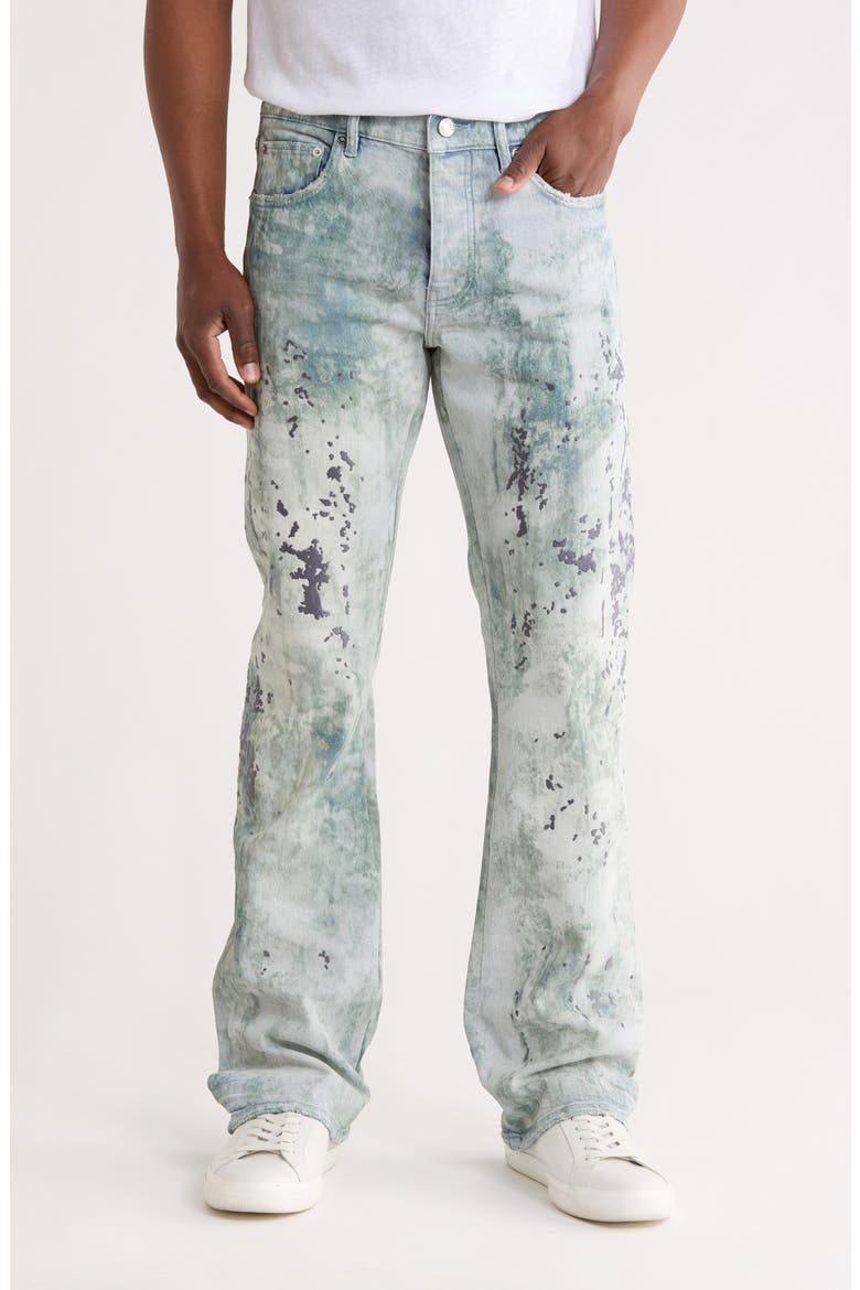 Worn Camouflage Embroidered Flare Leg Jeans, Main, color, LIGHT INDIGO