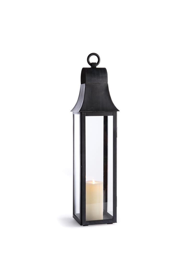 Geneva Powder Coated Stainless Steel Tall Outdoor Lantern 33", Main, color, Black