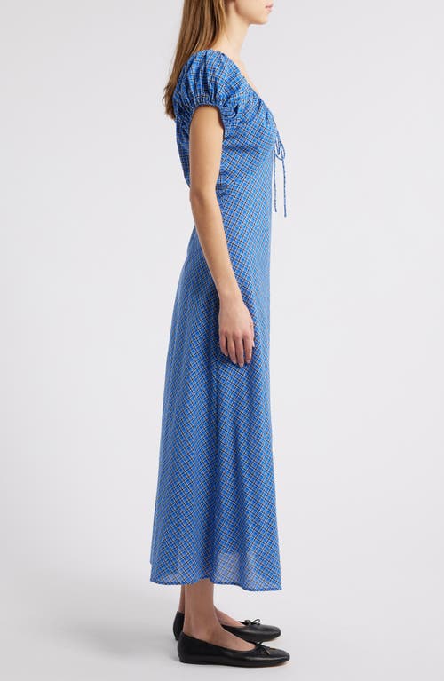 Shop Doen Dôen Sofia Check Organic Cotton Voile Midi Dress In Cassis Check