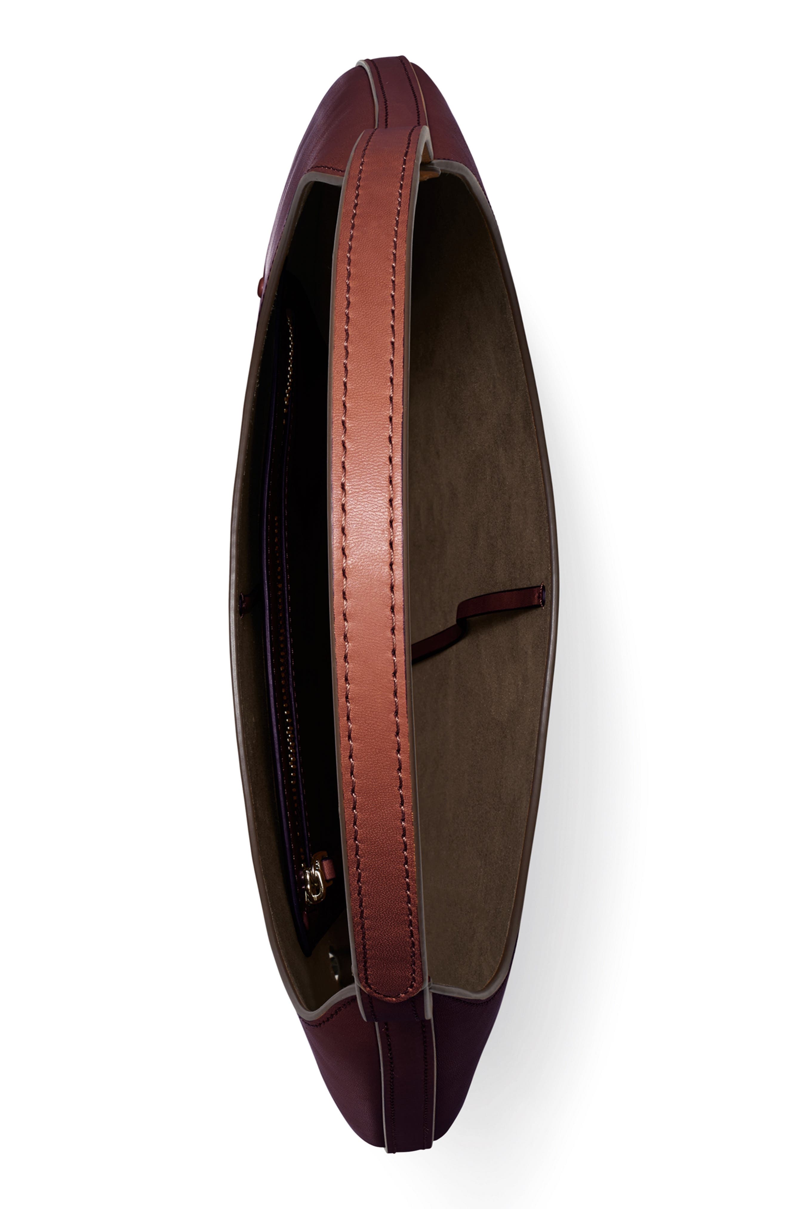 Tory Burch Pierced Leather Bag, Alternate, color, Dark Cabernet