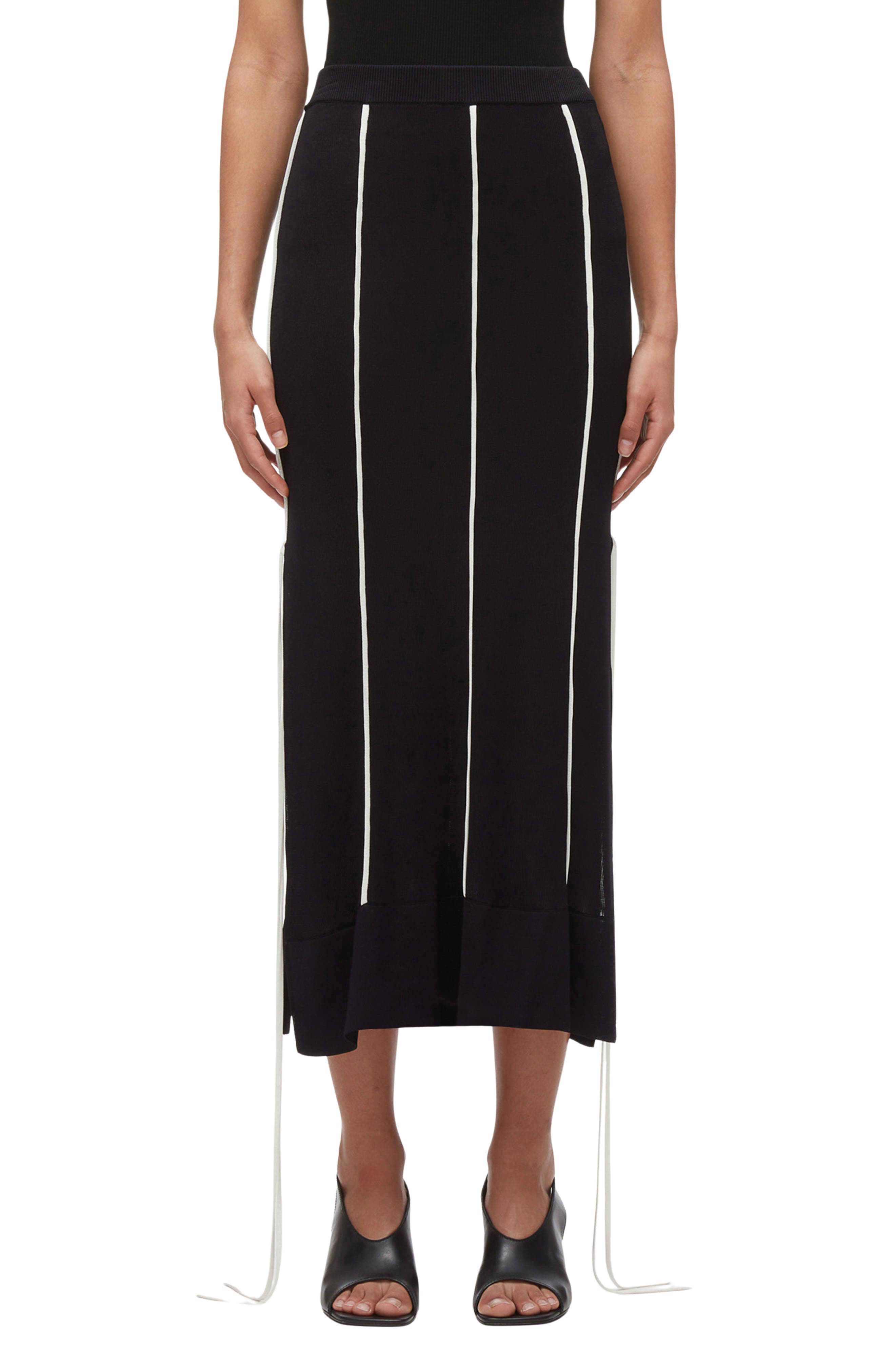 Piped Knit Midi Skirt