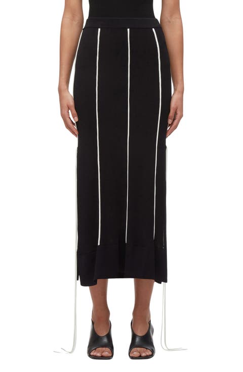 Piped Knit Midi Skirt