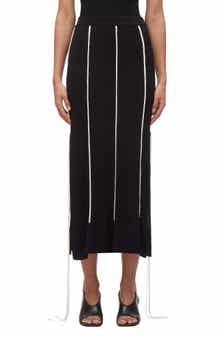 Piped Knit Midi Skirt