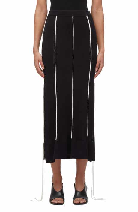 Piped Knit Midi Skirt