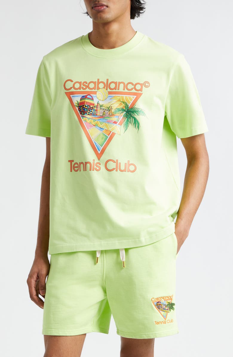 Casablanca Tennis Club Organic Cotton Graphic T-Shirt, Main, color, 