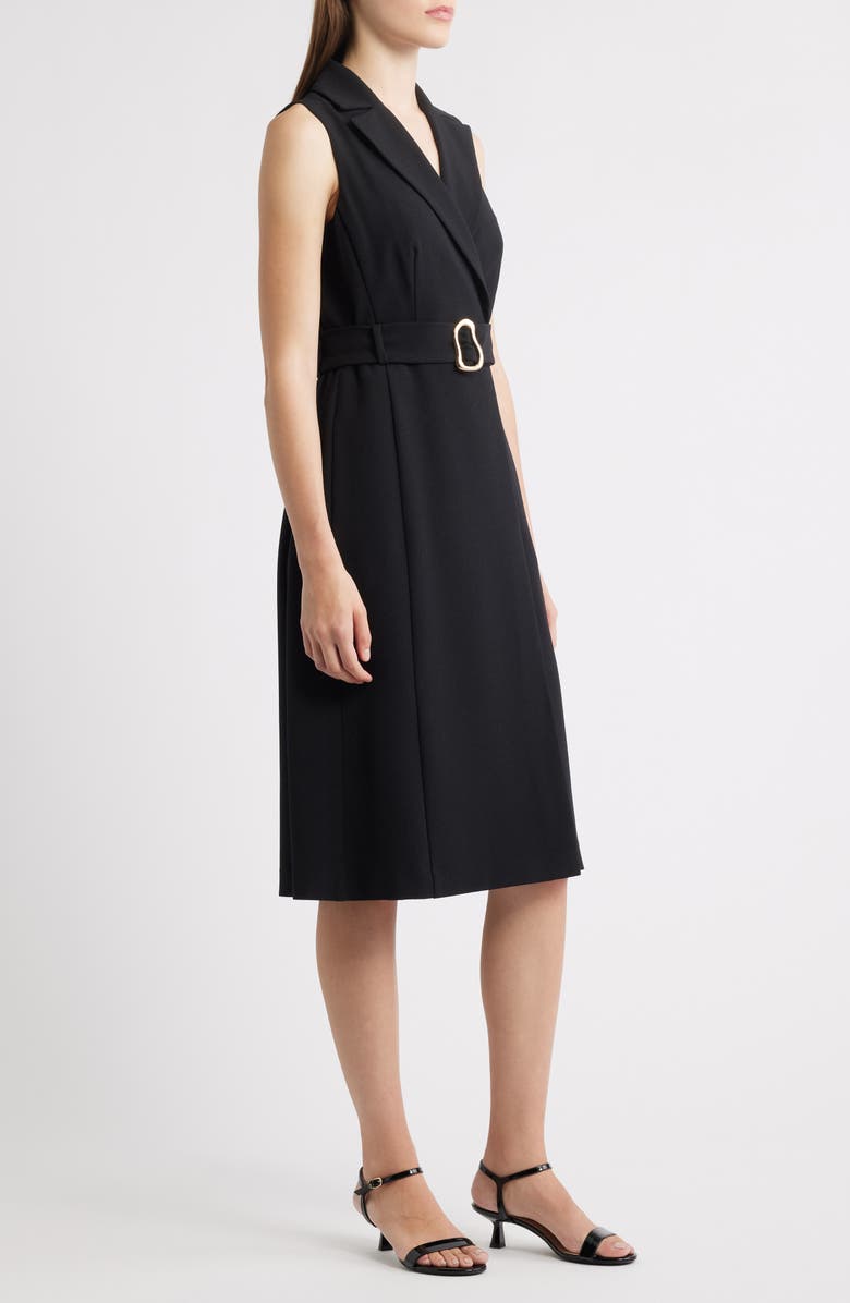 Vince Camuto Sleeveless Scuba Crepe Wrap Front Shirtdress, Alternate, color, Black