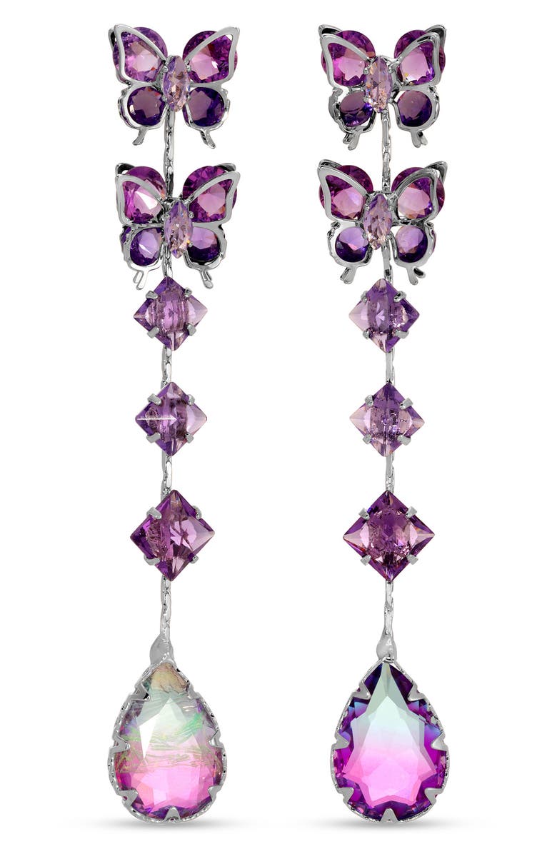 EYE CANDY LOS ANGELES Adriana Butterfly Crystal Drop Earrings, Main, color, Purple