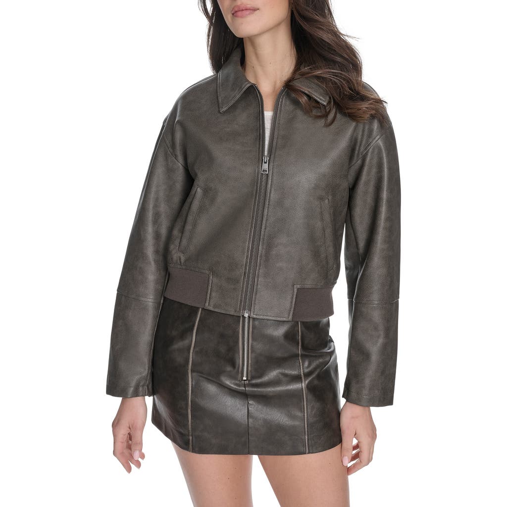 Levi's Faux Leather Bomber Jacket In Gray