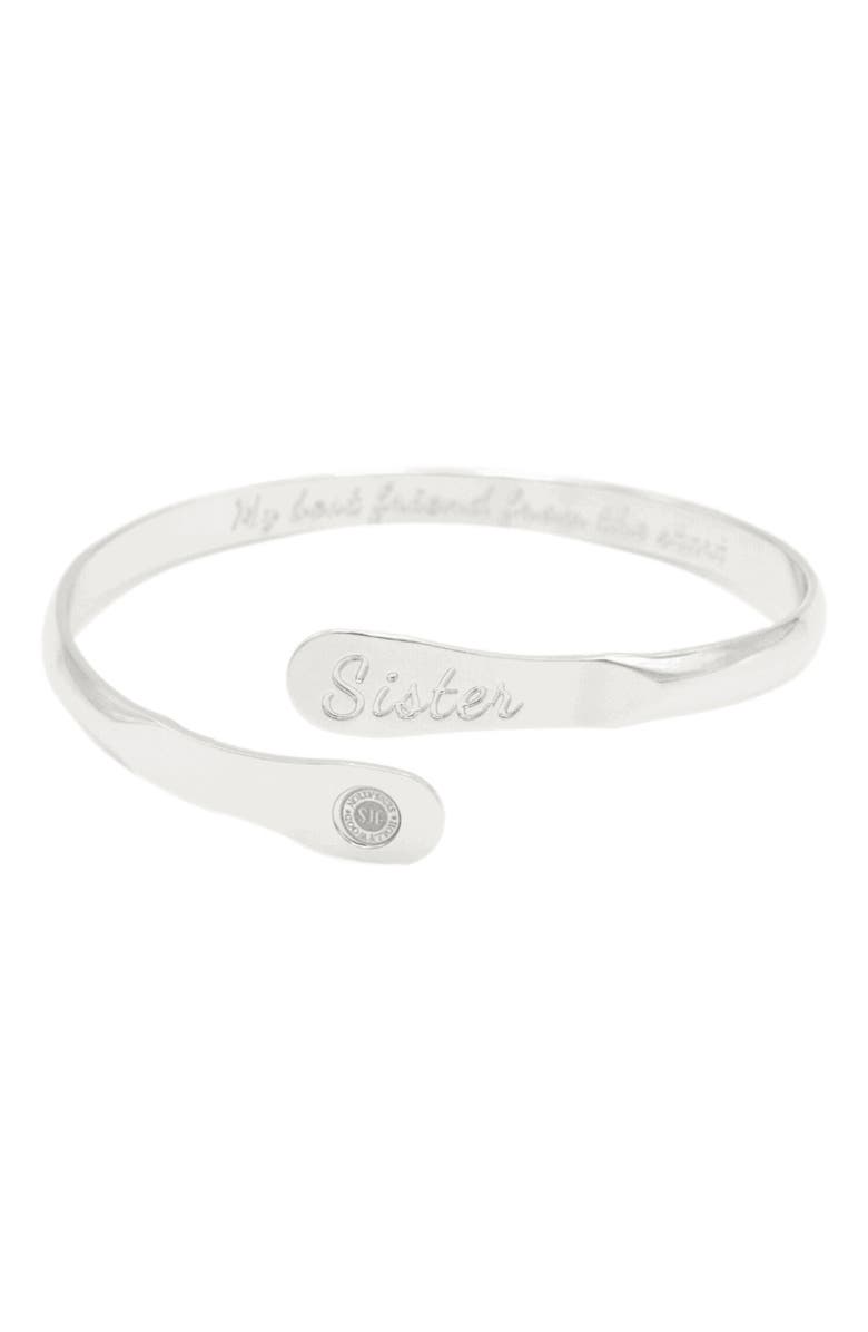 Hollywood Sensation Sister Bracelets Engraved My best friend from the start, Main, color, Silver