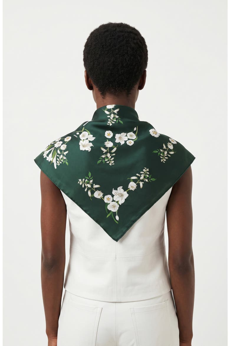 Lily Garden Double Sided Silk Scarf, Alternate, color, Green